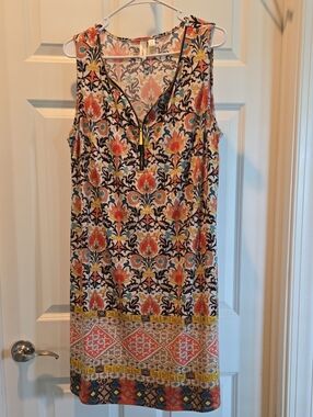 Tacera Floral-Print Shift dress in Coral, Teal, Black & other colors.